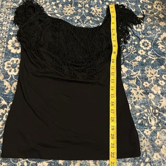 Bebe Black Fringe Boho Feminine Top Coachella Event Party - Picture 7 of 10